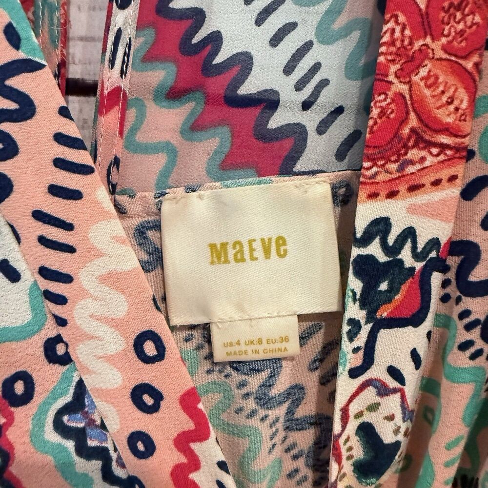 Anthropologie Maeve Siya Kimono Mini Dress Size 4 Multicolored Floral - Picture 5 of 15